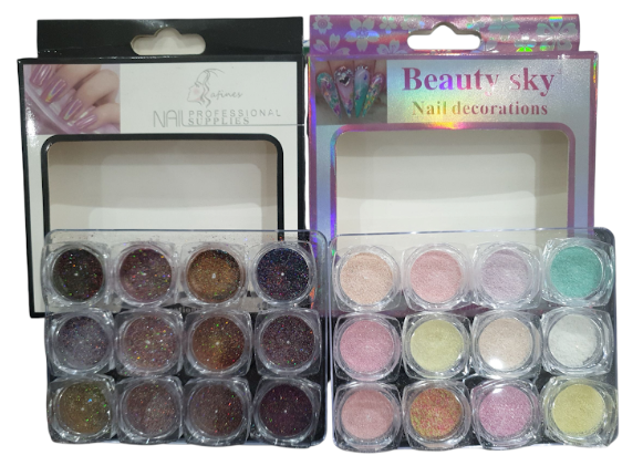 Glitter p/Uñas x 12 Un Afines MV